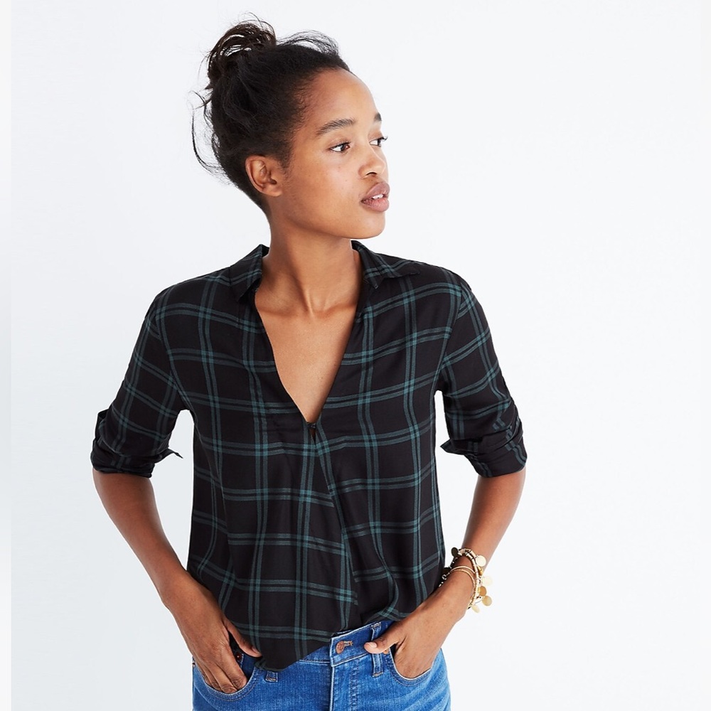 Madewell Wrap-Front Shirt in Palma Plaid